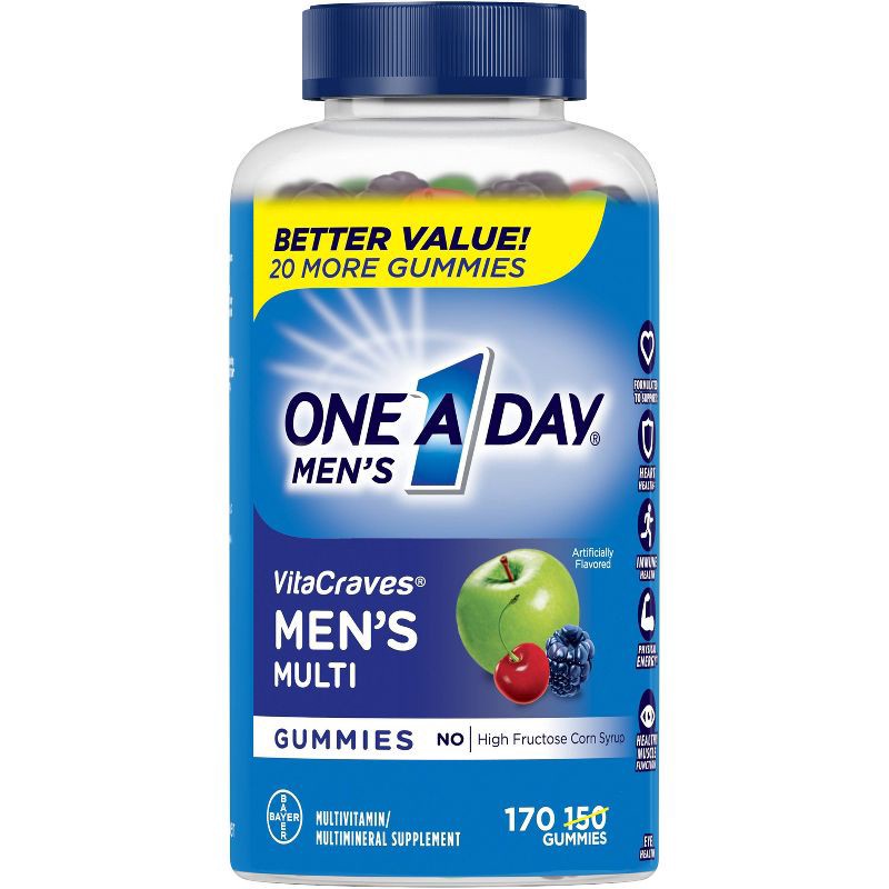 slide 1 of 8, One A Day Men's Multivitamin Gummies - 170ct, 170 ct