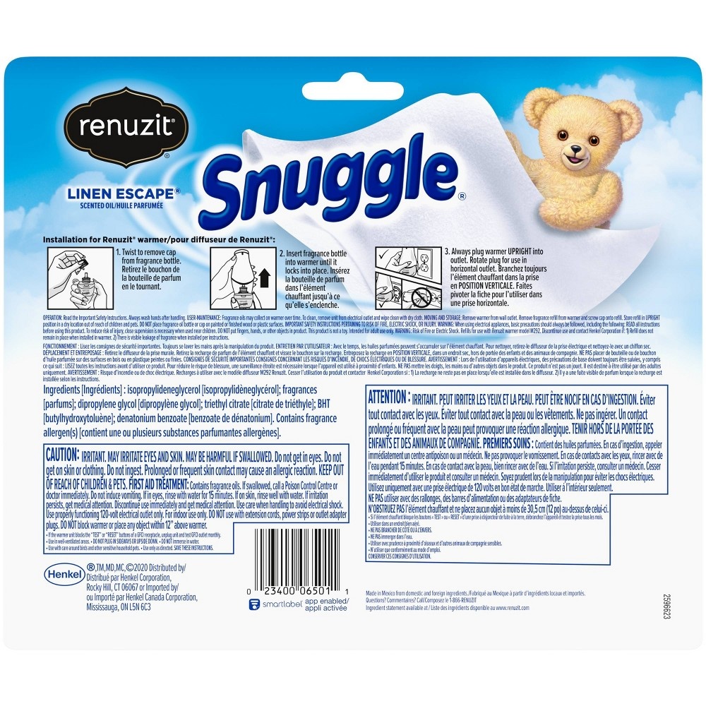 slide 2 of 3, Renuzit Snuggle Scented Oil Plugin Linen Escape, 5 ct, 3.35 fl oz