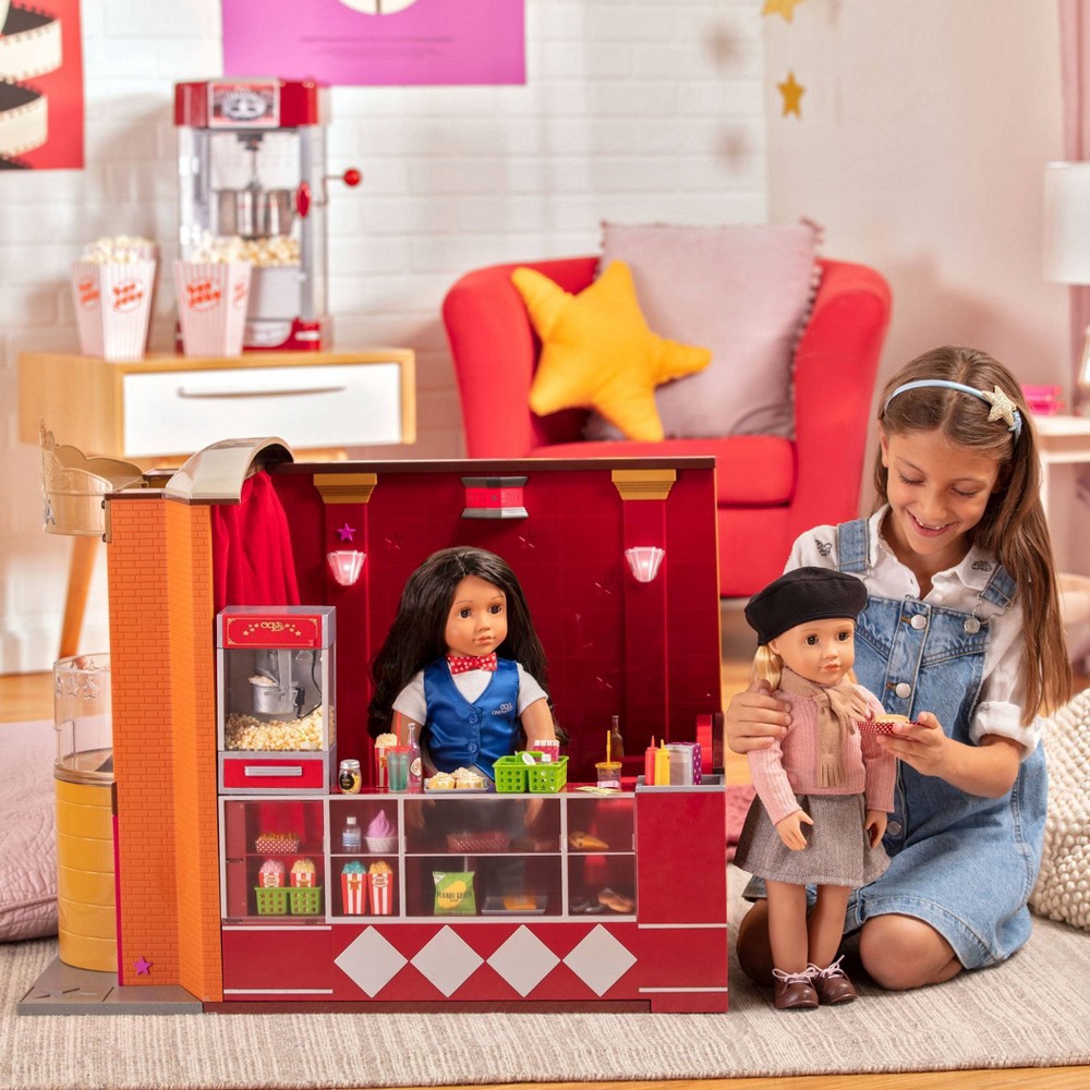 slide 2 of 11, Our Generation Movie Theater Playset with Electronics for 18" Dolls - OG Cinema, 1 ct