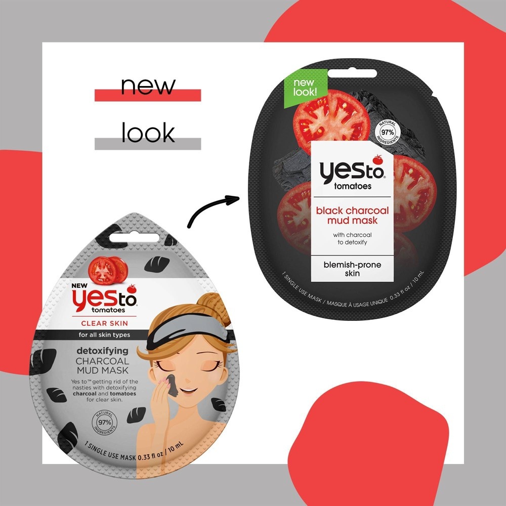 slide 2 of 5, Yes To Tomatoes Detoxifying Black Charcoal Mud Mask, 0.33 fl oz