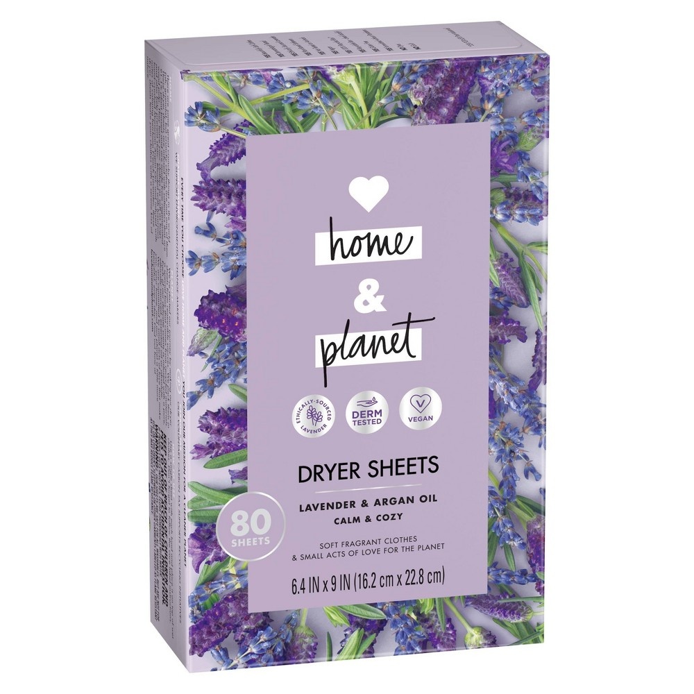 slide 3 of 5, Love Home and Planet Love Home & Planet Lavender & Argan Oil Dryer Sheets, 80 ct