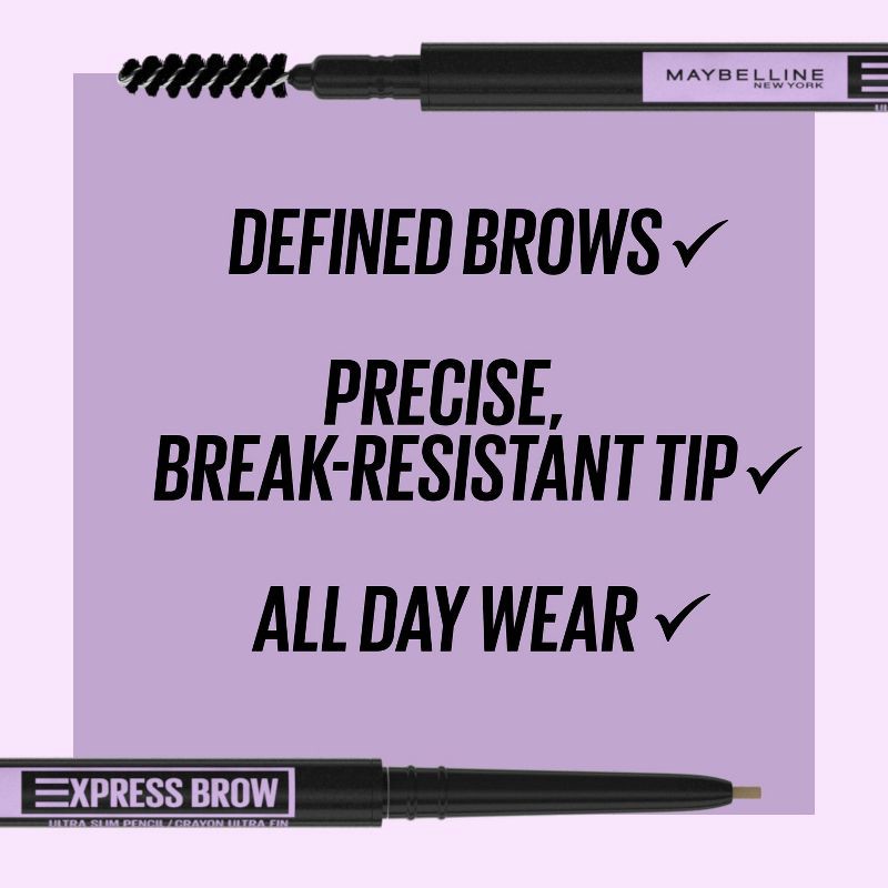 slide 4 of 9, Maybelline Express Brow Ultra Slim Eyebrow Pencil - Deep Brown - 0.003oz, 0.003 oz