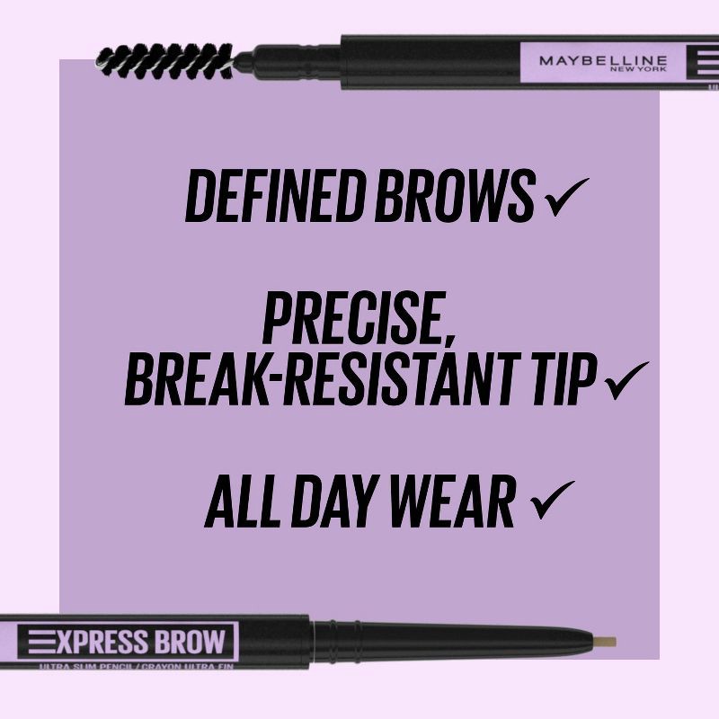 slide 3 of 8, Maybelline Express Brow Ultra Slim Eyebrow Pencil - Medium Brown - 0.003oz, 0.003 oz