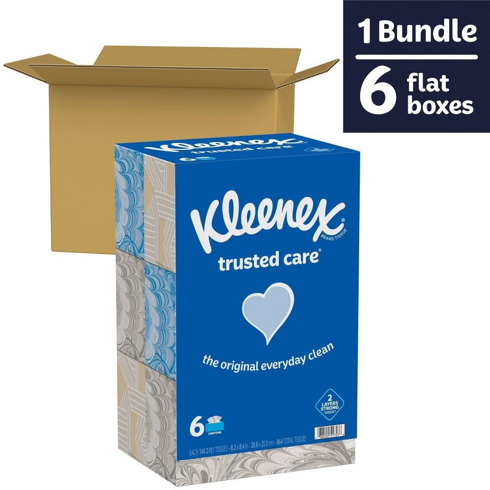 slide 2 of 10, Kleenex Trusted Care Facial Tissue, 6 ct, 144 ct