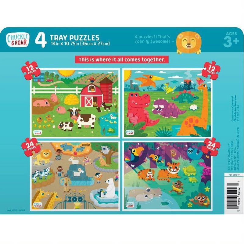 slide 6 of 8, Chuckle & Roar Tray Kids Puzzles 4pk, 4 ct
