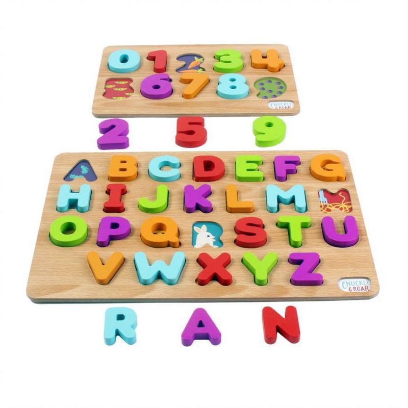 slide 1 of 7, Chuckle & Roar ABC's & 123s Wood Kids Puzzle Set 36pc, 36 ct