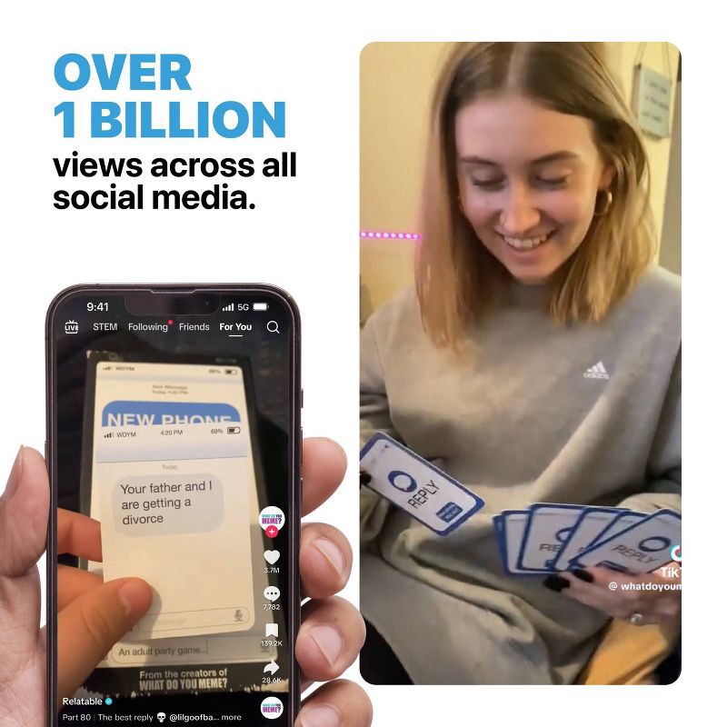 slide 7 of 9, New Phone Who Dis? Game by What Do You Meme?: Card Games for Creative Thinking Party, 3+ Players, 30-90 Min Play, 1 ct