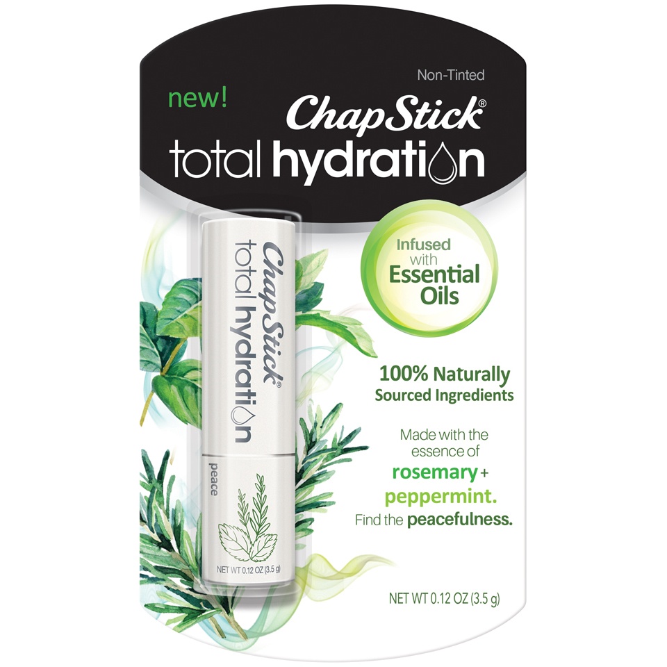 slide 1 of 6, ChapStick Total Hydration Essential Oils Lip Balm Peace, 0.12 oz