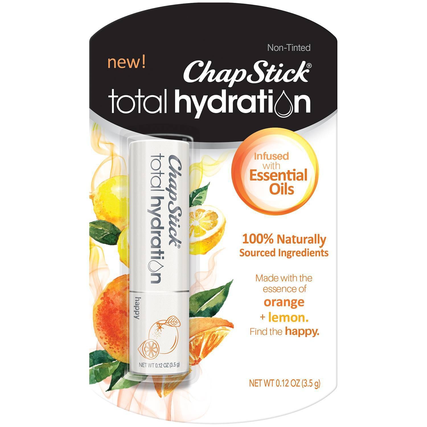 slide 1 of 6, ChapStick Total Hydration Essential Oils Lip Balm Happy, 0.12 oz