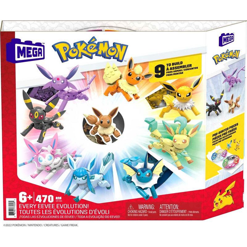 slide 6 of 6, Mega Brands MEGA Pokemon Eevee Evolution Construction Set with character figures 470pc, 470 ct