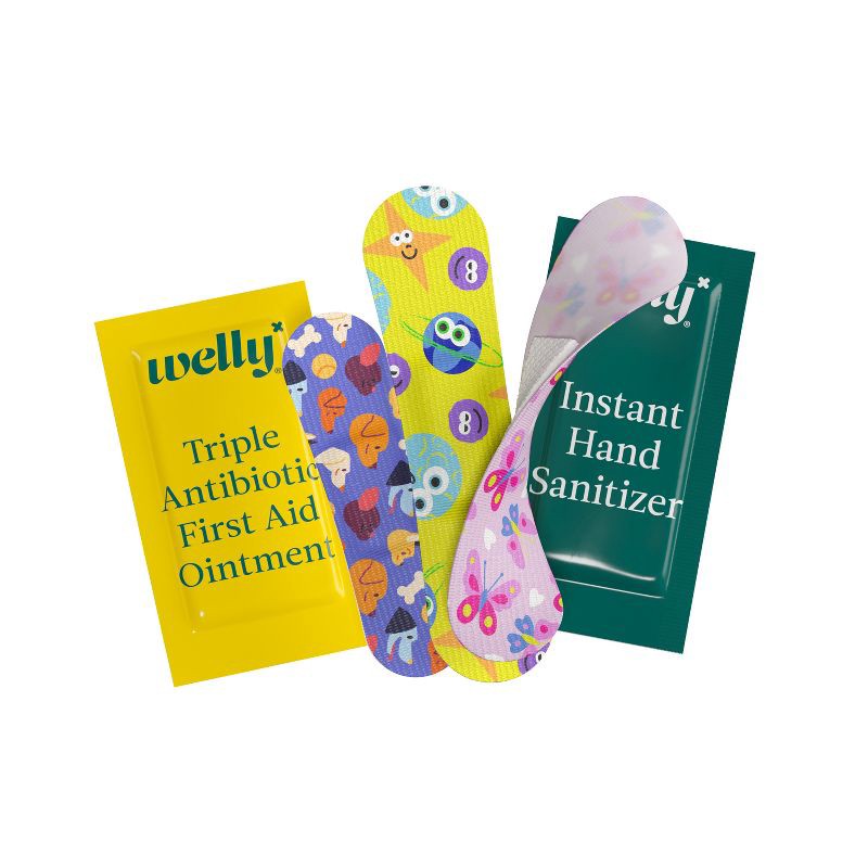 slide 3 of 7, Welly Kid's Quick Fix First Aid Bandage Travel Kit - Multi-Color - 24ct, 24 ct