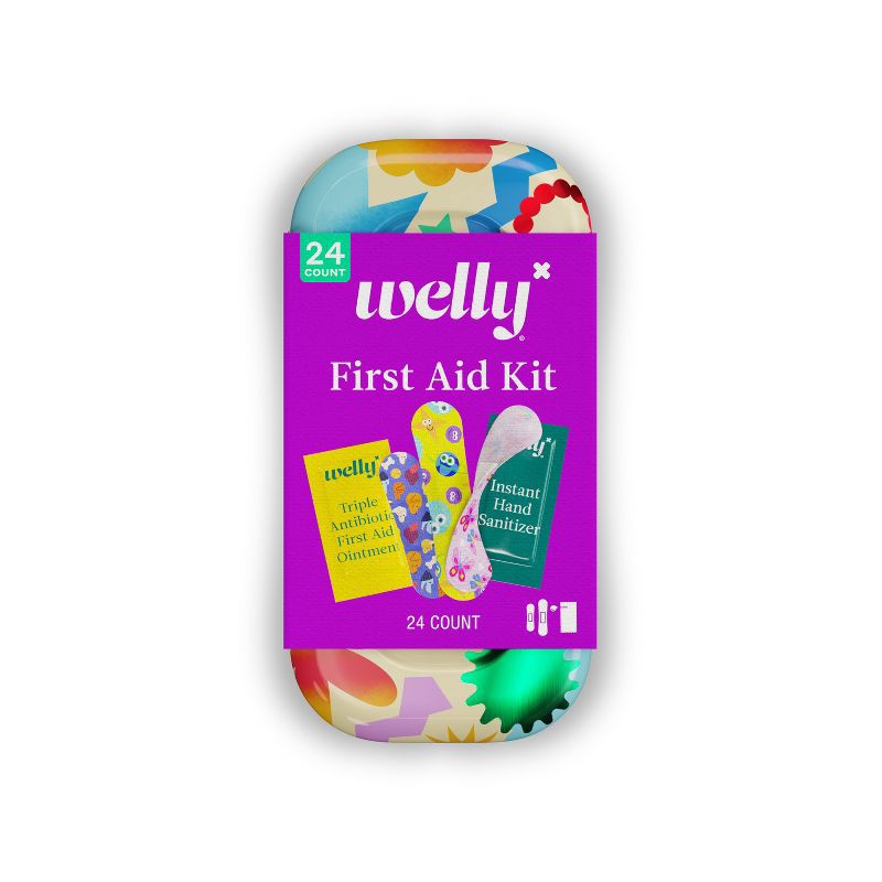 slide 1 of 7, Welly Kid's Quick Fix First Aid Bandage Travel Kit - Multi-Color - 24ct, 24 ct