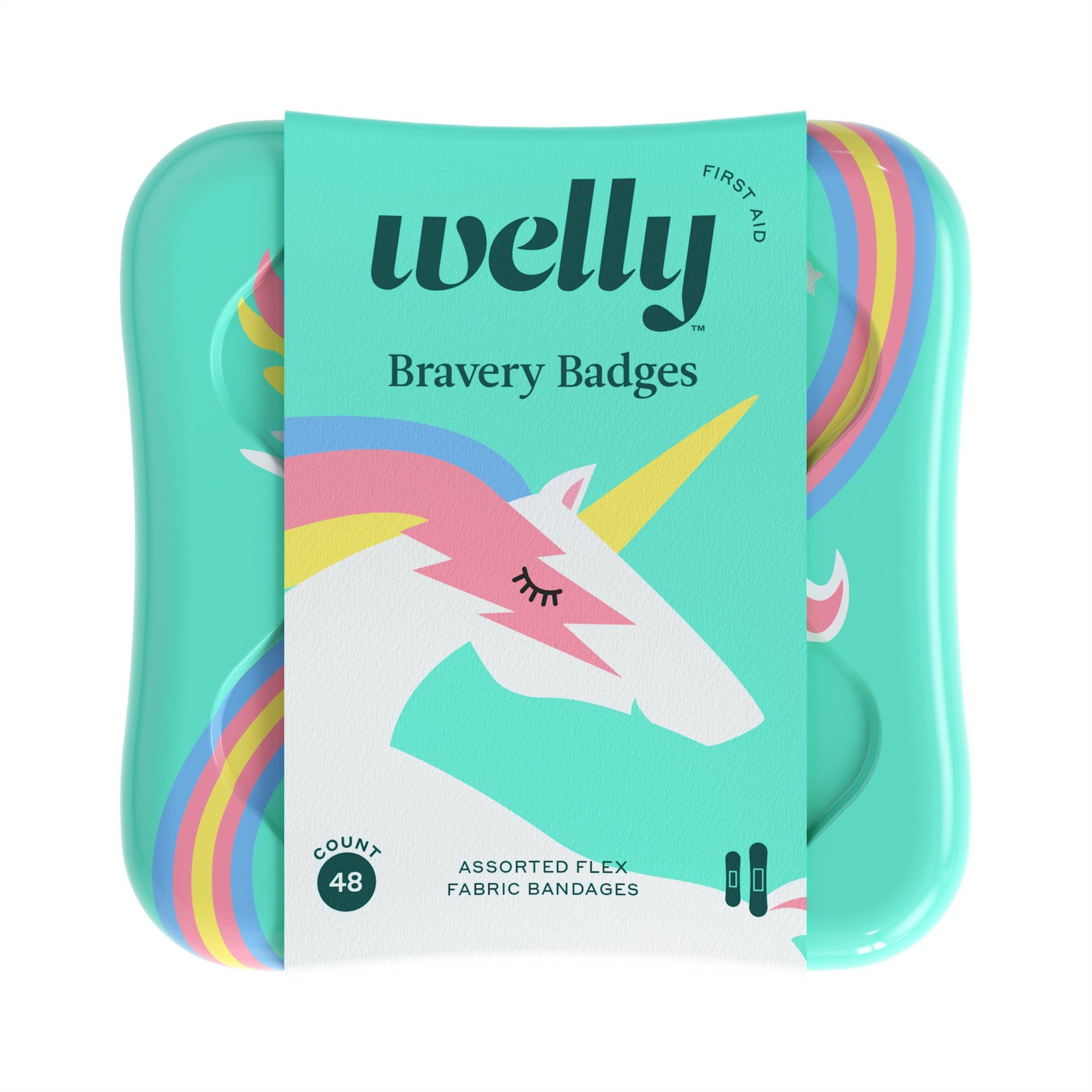 slide 1 of 6, Welly Assorted Rainbow and Unicorn Flex Fabric Bandages - 48ct, 48 ct