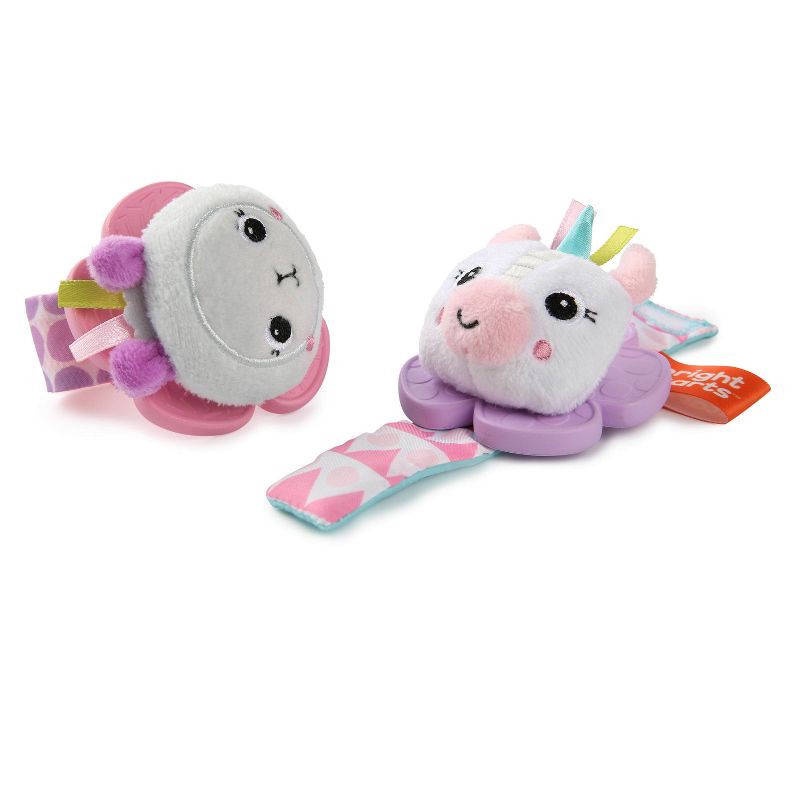 slide 4 of 5, Bright Starts Rattle & Teether Wrist Pals Toy - Unicorn & Llama, 1 ct