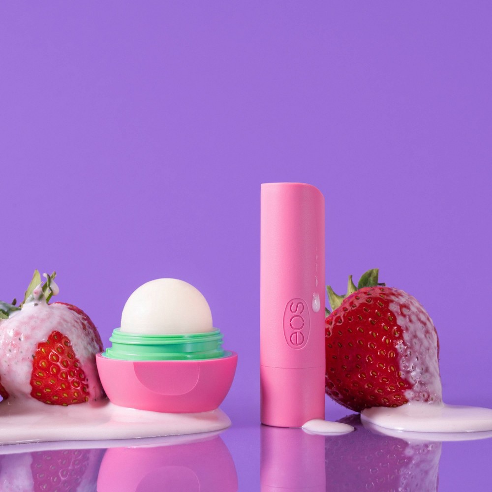 slide 4 of 6, eos 100% Natural & Organic Lip Balm Stick & Sphere - Strawberry Sorbet - 2pk/0.39oz, 2 ct; 0.39 oz