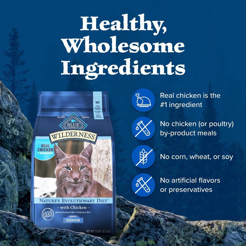 slide 6 of 10, Blue Buffalo Wilderness High Protein Natural Adult Indoor Dry Cat Food with Chicken - 4lbs, 4 lb