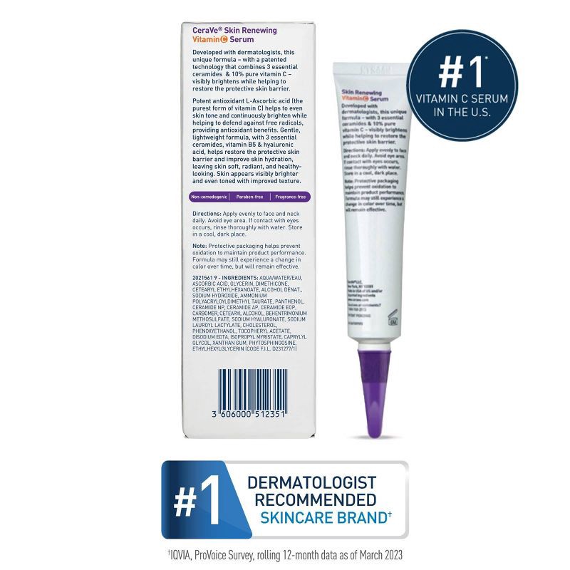 slide 8 of 13, CeraVe Skin Renewing Vitamin C Serum - 1 fl oz, 1 fl oz