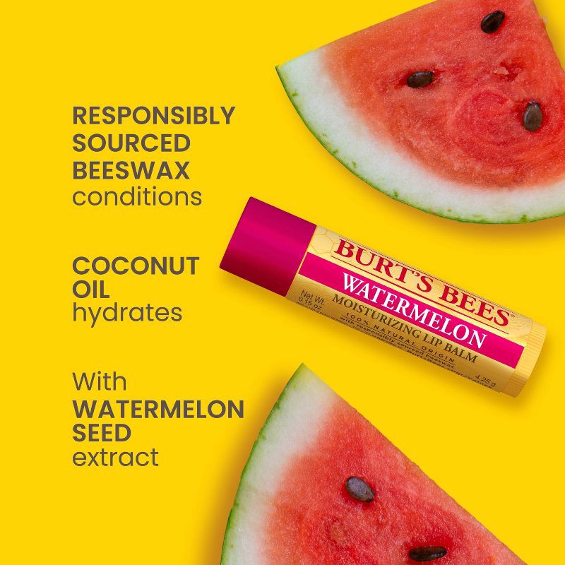 slide 3 of 8, Burt's Bees Moisturizing Lip Balm - Watermelon - 0.15oz, 0.15 oz