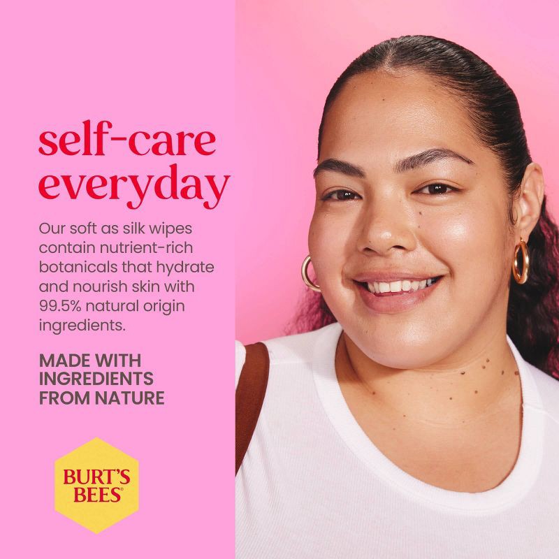 slide 7 of 9, Burt's Bees Facial Cleansing Towelettes Micellar Makeup Remover Wipes - Rose - 30ct, 30 ct