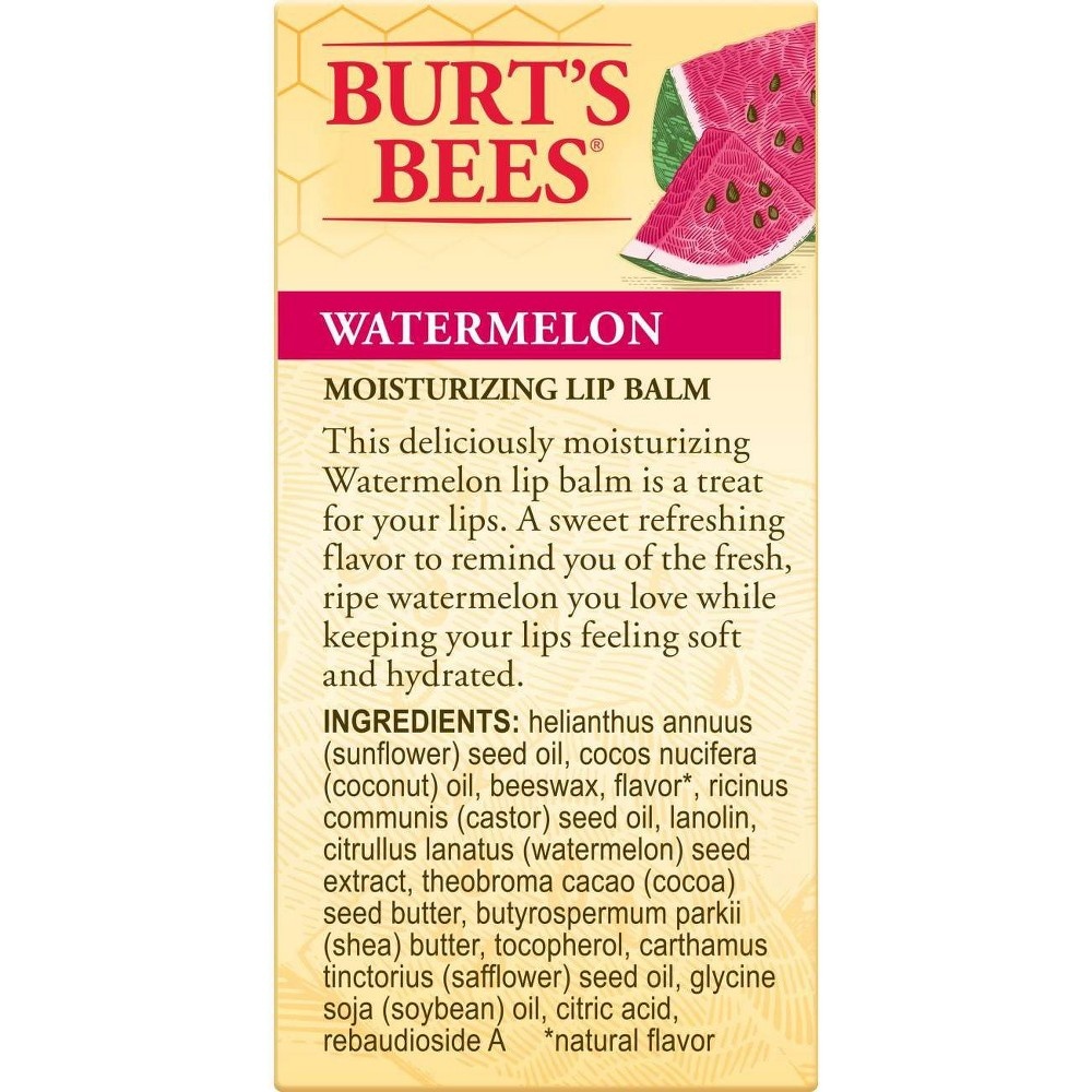 slide 9 of 9, Burt's Bees Moisturizing Lip Balm - Watermelon - 0.3oz, 0.3 oz