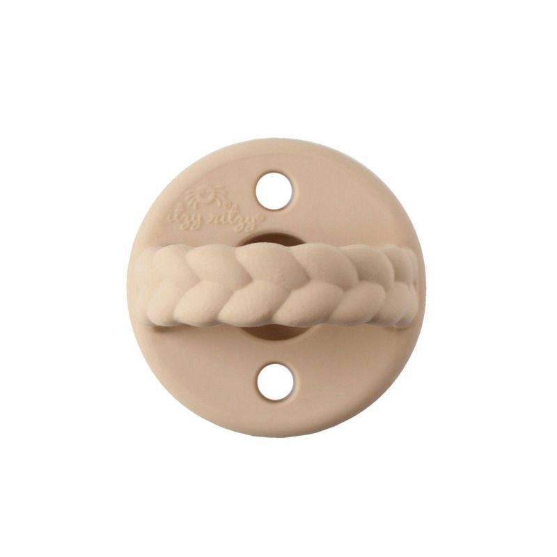 slide 2 of 6, Itzy Ritzy Pacifier - Breathable, 100% Silicone - Buttercream & Toast Braids - 2pk, 2 ct