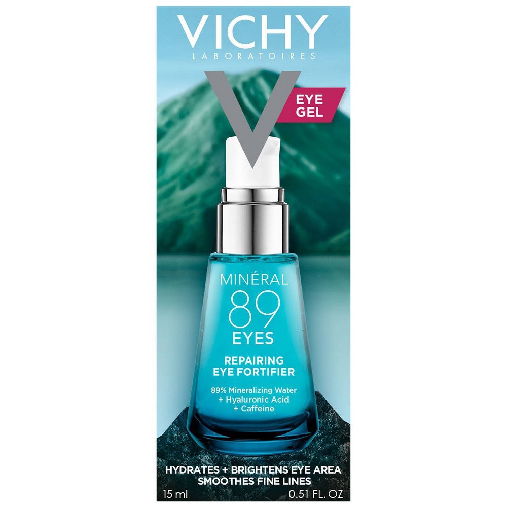 Vichy Mineral 89 Fortifying Eye Serum with Hyaluronic Acid, Hydrating Daily Eye Gel Cream - 0.51 fl oz