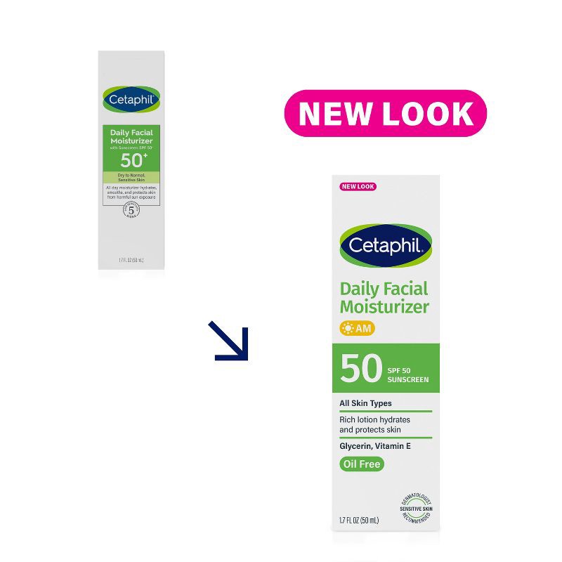 slide 3 of 6, Cetaphil Daily Face Moisturizer with SPF 50 Broad Spectrum - 1.7 fl oz, 1.7 fl oz