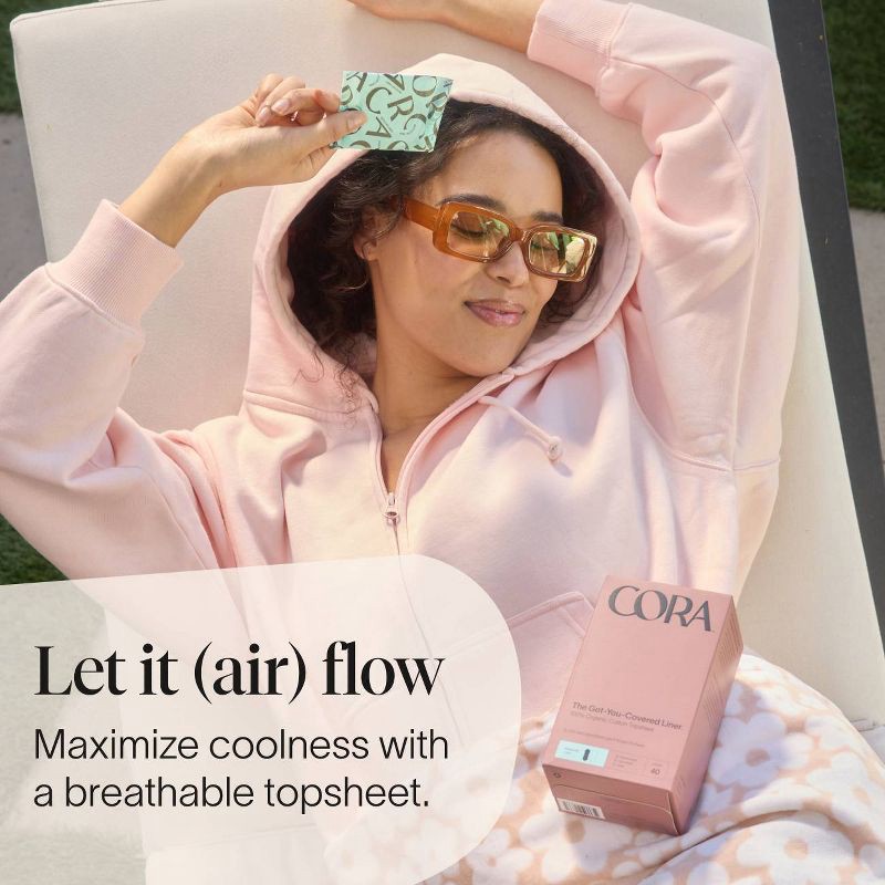 slide 5 of 8, Cora Organic Cotton Ultra Thin Panty Liners for Periods - Regular Absorbency - 40ct, 40 ct