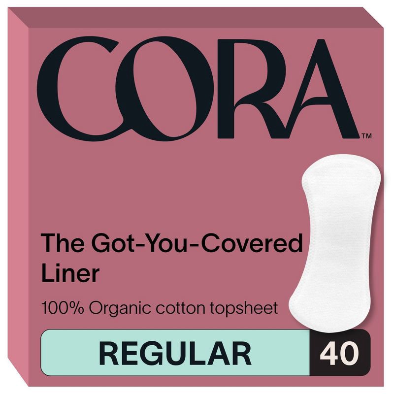 slide 1 of 10, Cora Organic Cotton Ultra Thin Panty Liners for Periods - Regular Absorbency - 40ct, 40 ct
