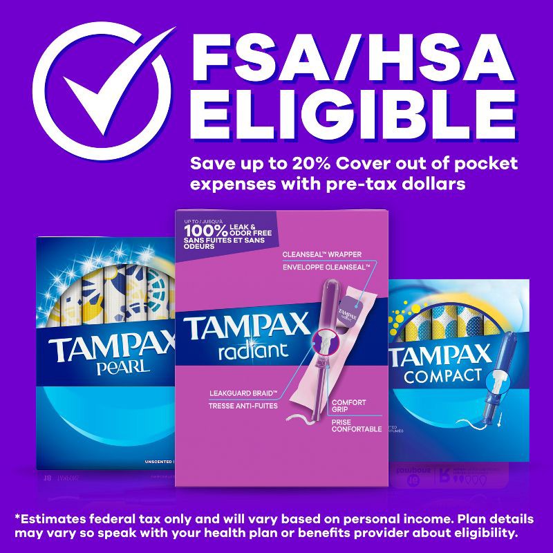 slide 12 of 15, Tampax Radiant Duopack Regular/Super Absorbency Unscented Plastic Tampons - 28ct, 28 ct