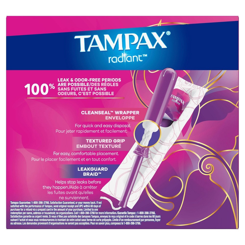 Tampax Radiant Regular/Super Unscented Tampons 28 ea 28 ct Shipt