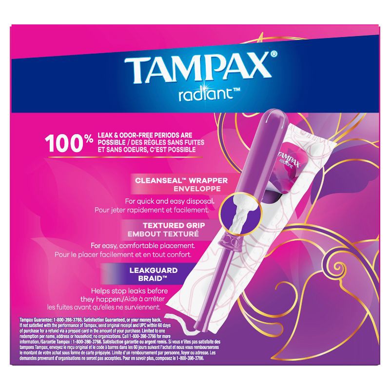 slide 10 of 10, Tampax Radiant Tampons Regular Absorbency - Unscented - 28ct, 28 ct