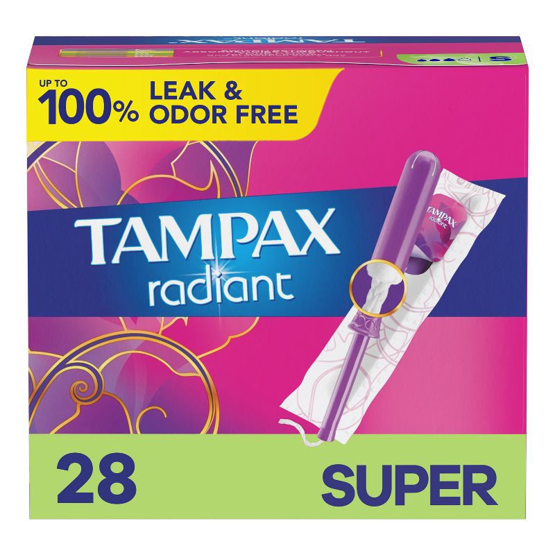 slide 1 of 10, Tampax Radiant Super Absorbency Tampons - Unscented - 28ct, 28 ct