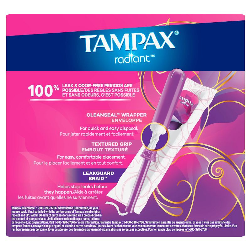 slide 10 of 10, Tampax Radiant Super Absorbency Tampons - Unscented - 28ct, 28 ct