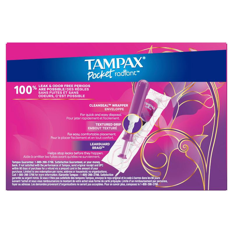 slide 9 of 9, Tampax Pocket Radiant Super Absorbency Compact Tampons - 28ct, 28 ct