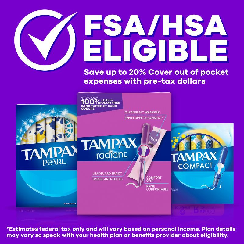 slide 14 of 15, Tampax Compact Radiant Regular Absorbency Unscented Tampons - 28ct, 28 ct