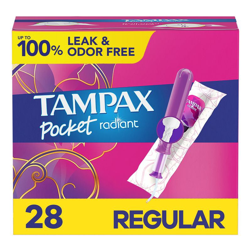 slide 1 of 10, Tampax Pocket Radiant Compact Tampons Regular Absorbency - Unscented - 28ct, 28 ct