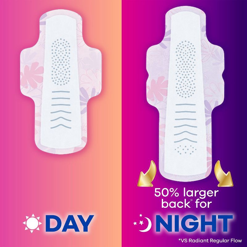 slide 5 of 12, Always Radiant Overnight Sanitary Pads with Wings - Scented - Size 4 - 20ct, 4 x 20 ct