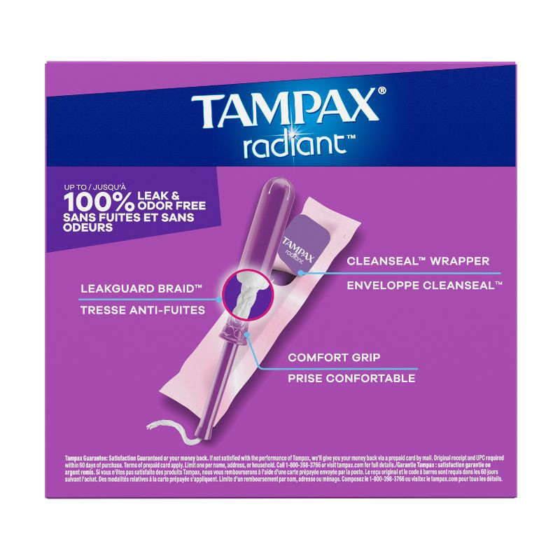 slide 15 of 15, Tampax Radiant Triple Pack Regular/Super/Super Plus Absorbency Unscented Tampons - 28ct, 28 ct