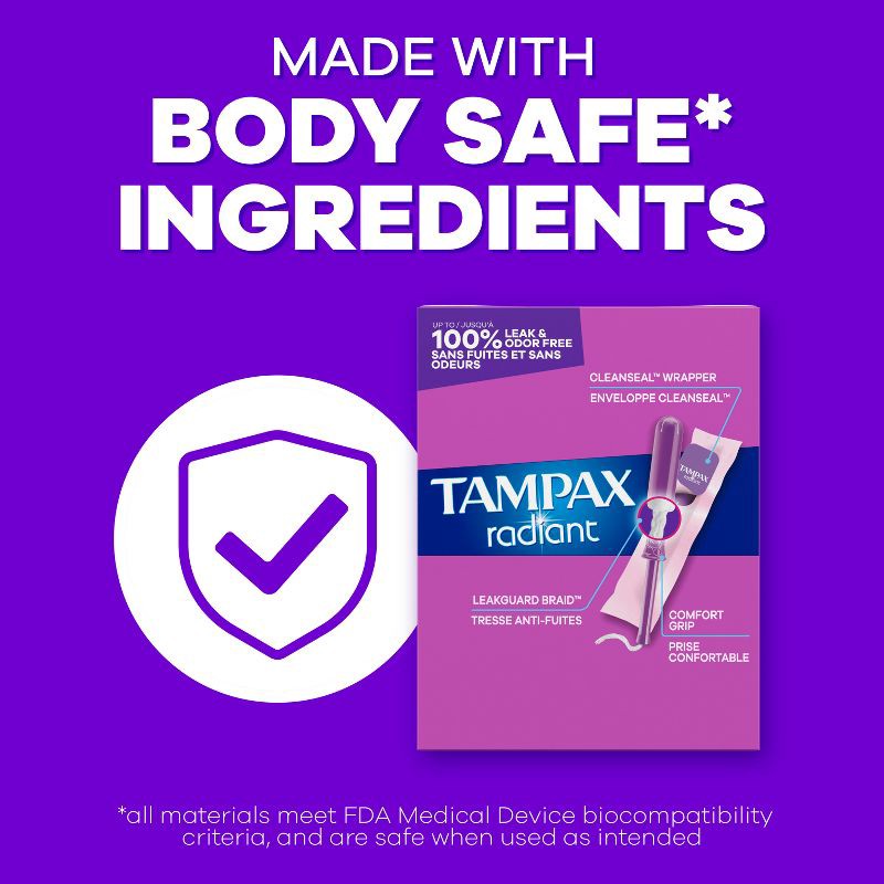 slide 5 of 15, Tampax Radiant Triple Pack Regular/Super/Super Plus Absorbency Unscented Tampons - 28ct, 28 ct
