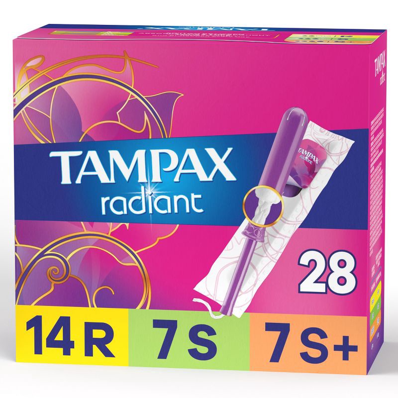 slide 1 of 9, Tampax Radiant Triple Pack Regular/Super/Super Plus Absorbency Tampons Trio - Unscented - 28ct, 28 ct