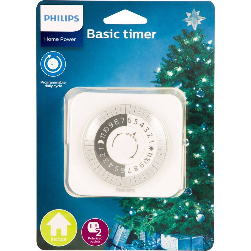 slide 7 of 8, Philips 24Hr 2 Outlet Plug In Mechanical Timer Polarized White, 1 ct