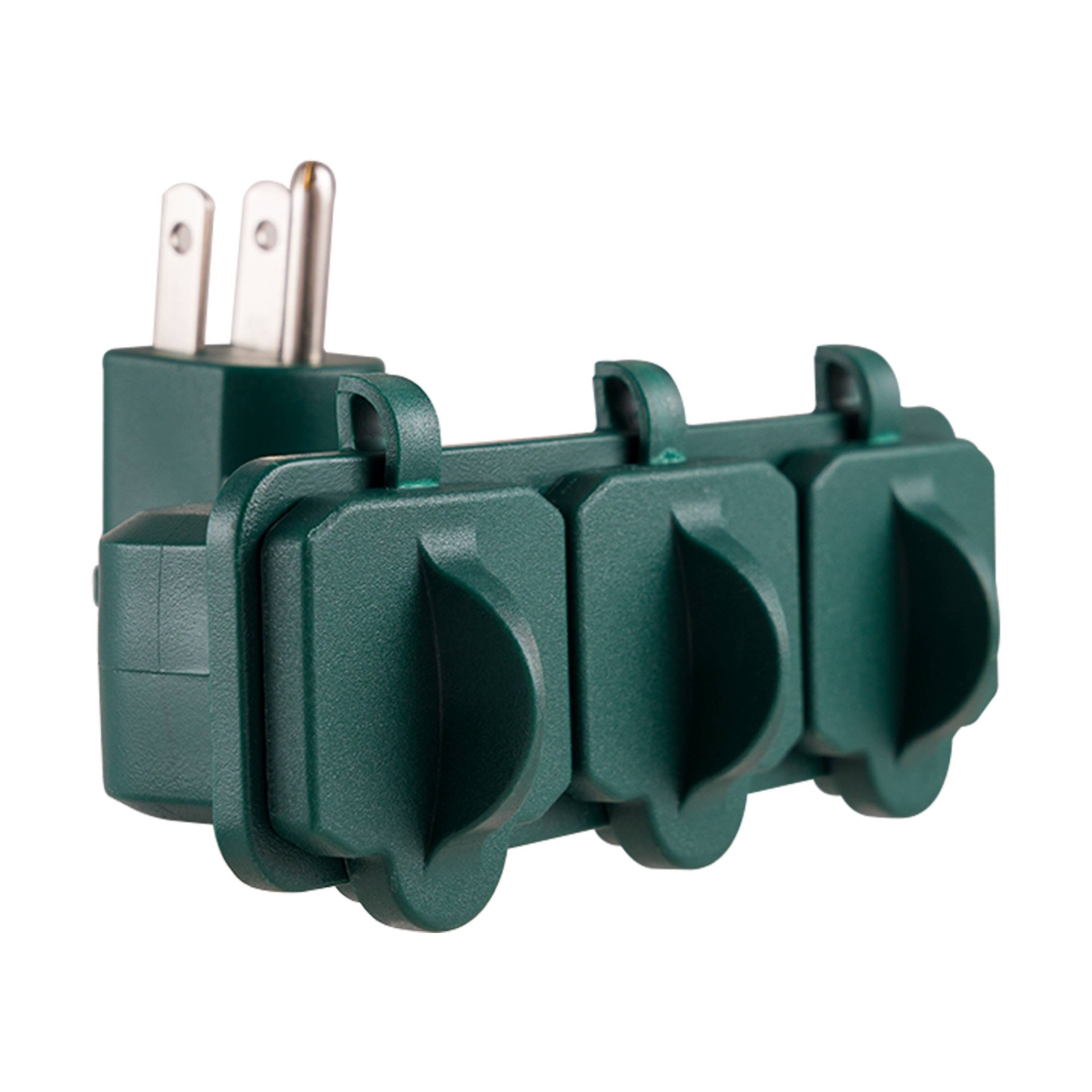 slide 1 of 8, Philips 3-Outlet Grounded Outdoor Tap with Covers Green, 1 ct