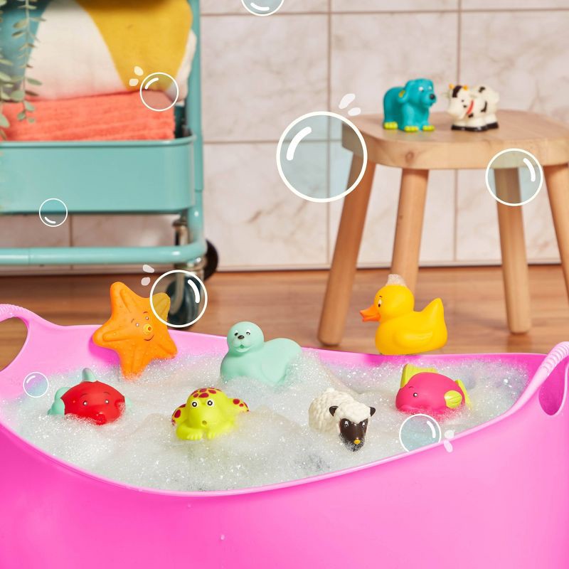 slide 2 of 8, B. Toys Animal Bath Squirts - Squish and Splash Duck, 1 ct