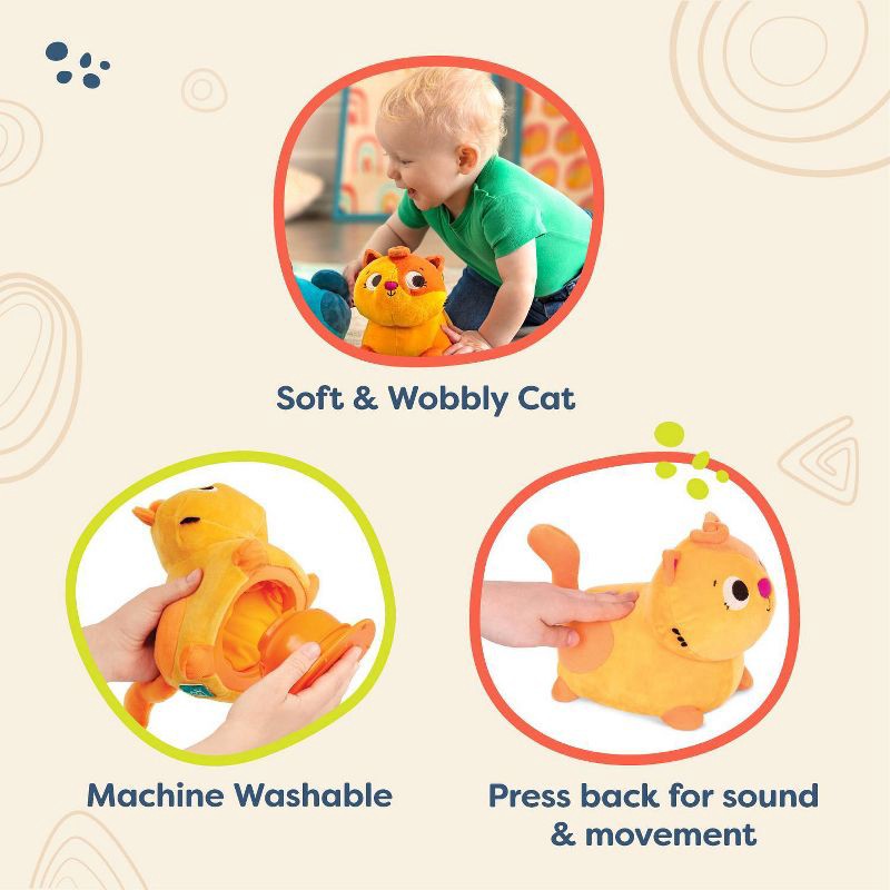 slide 5 of 7, B. toys Interactive Stuffed Animal Cat Wobble 'n' Go - Lolo, 1 ct