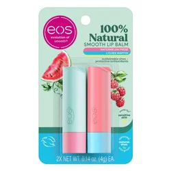 eos 100% Natural Shea, Watermelon Frosé &amp; Lychee Martini Lip Balm - 0.28oz/2pk