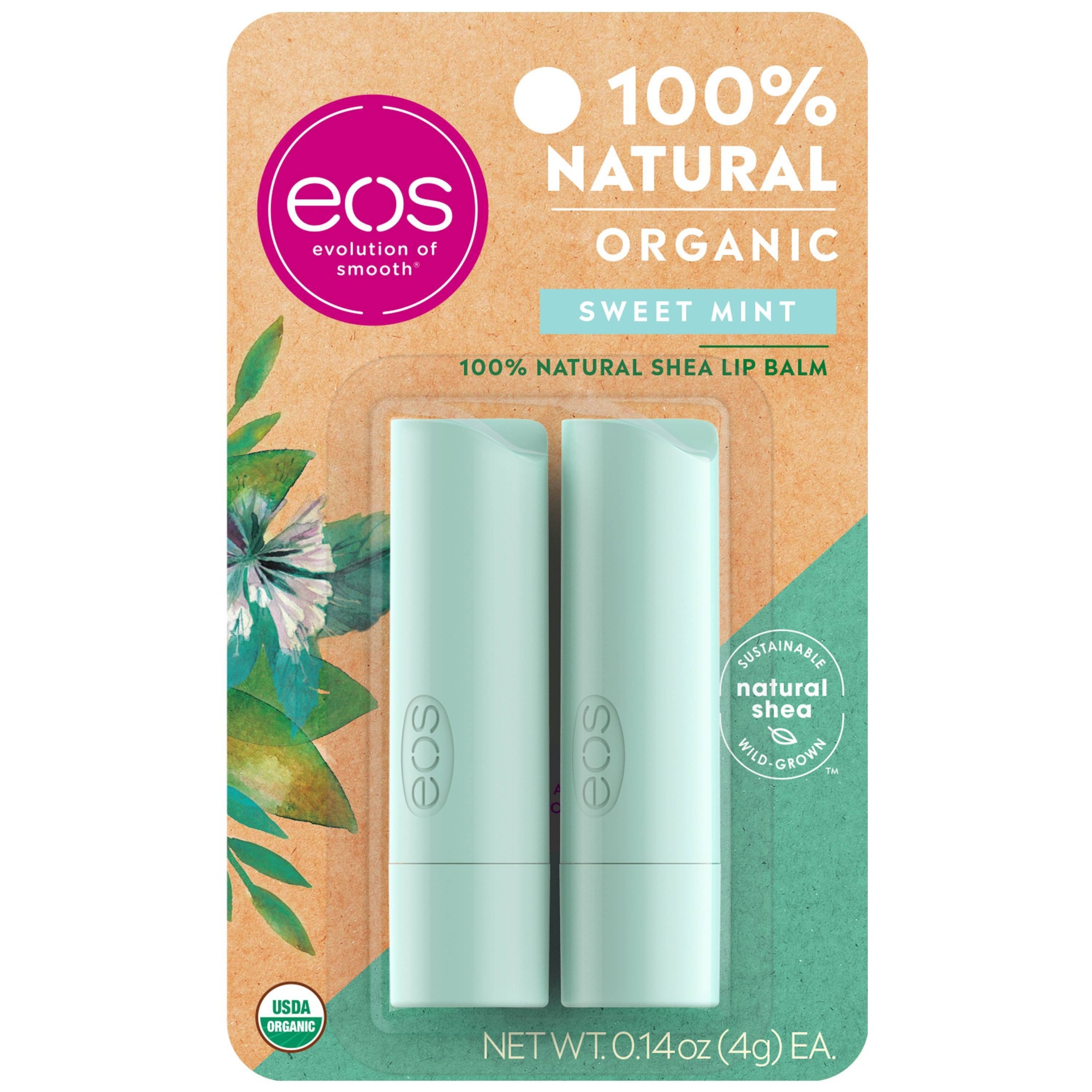 slide 1 of 5, eos Natural & Organic Lip Balm Stick - Sweet Mint, 2 ct, 0.28 oz