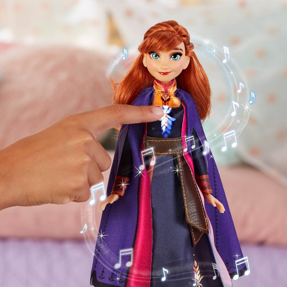 slide 3 of 5, Disney Frozen 2 Singing Anna Fashion Doll with Music Wearing a Purple Dress, 1 ct