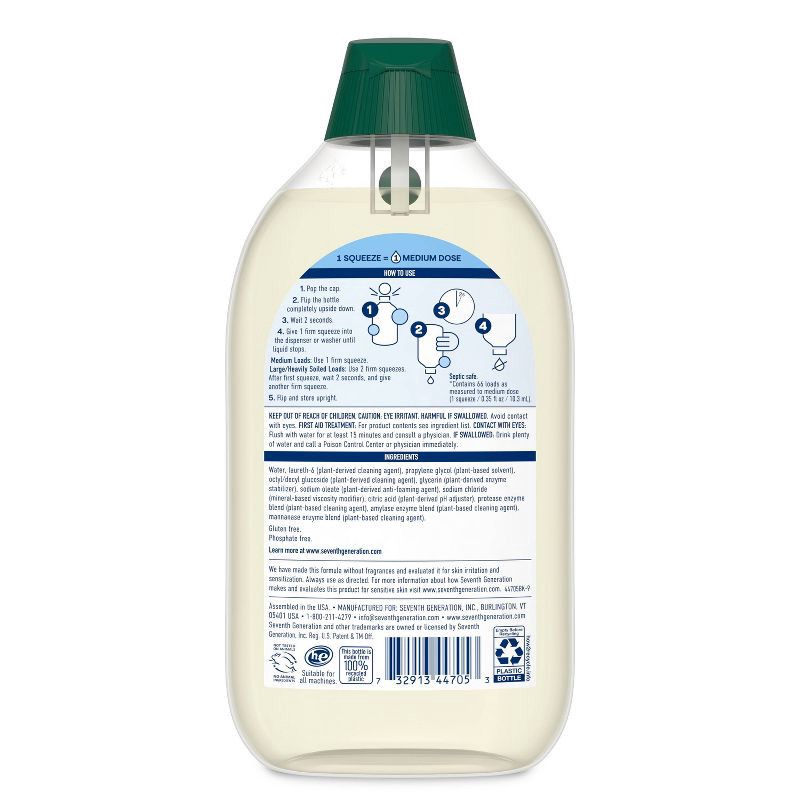 slide 2 of 10, Seventh Generation Free & Clear Ultra-Concentrated 66-Loads Laundry Detergent – 23.1 fl oz, 23.1 fl oz
