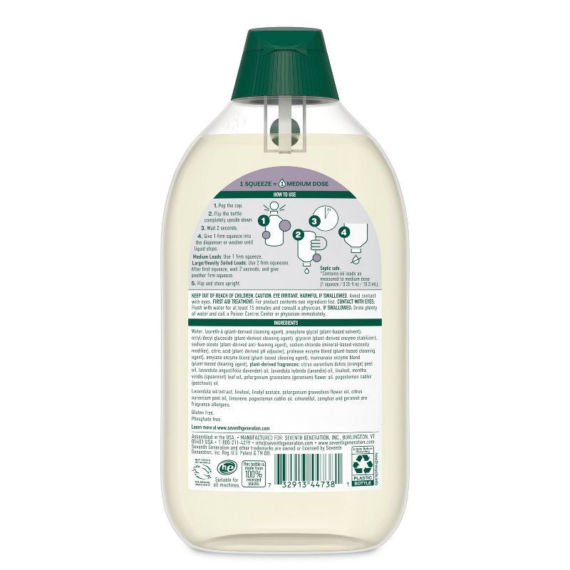 slide 2 of 10, Seventh Generation EasyDose Ultra Concentrated 66-Loads Laundry Detergent Lavender-23.1 fl oz: Dye-Free, Animal By-Product-Free, Naturally Derived, 23.1 fl oz